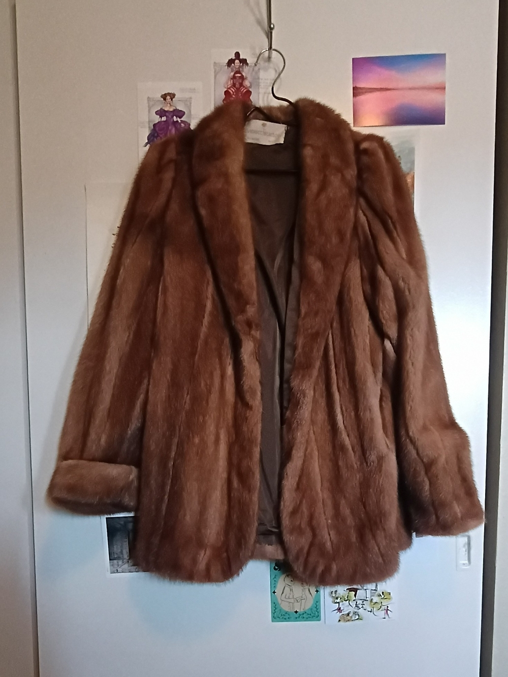 Classic Women's Brown Genuine Minx Fur Coat